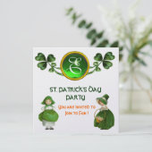 ST. PATRICK'S DAY PARTY GREEN EMERALD MONOGRAM EINLADUNG (Stehend Vorderseite)
