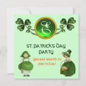 ST. PATRICK'S DAY PARTY GREEN EMERALD MONOGRAM EINLADUNG (Vorderseite)