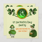 ST. PATRICK'S DAY PARTY GREEN EMERALD MONOGRAM EINLADUNG (Vorne/Hinten)