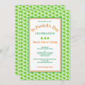 St Patrick's Day Party Green Orange Kleeblatt Einladung (Vorne/Hinten)