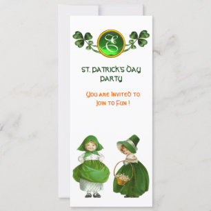 ST. PATRICK'S DAY PARTY GRÜN ES SMARAGD MONOGRAMM EINLADUNG