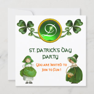 ST. PATRICK'S DAY PARTY GRÜN SMARAGD MONOGRAMM EINLADUNG