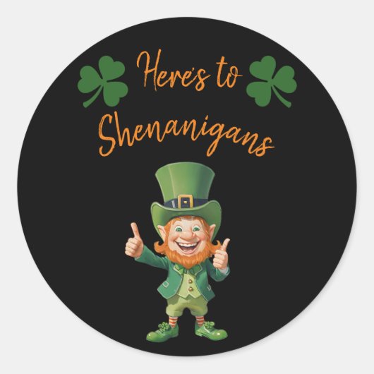 St Patrick's Day Party-Here's to Shenanigans- Runder Aufkleber (Vorderseite)