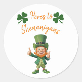 St Patrick's Day Party-Here's to Shenanigans- Runder Aufkleber