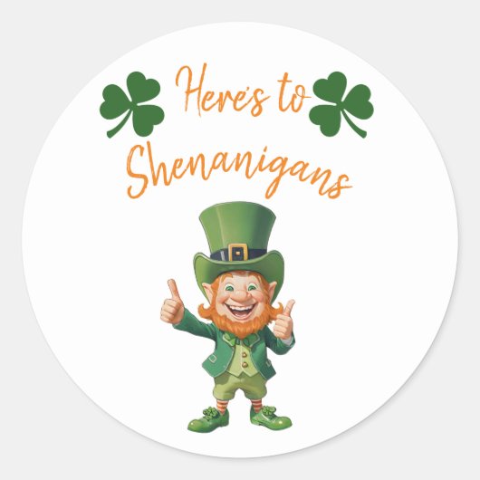 St Patrick's Day Party-Here's to Shenanigans- Runder Aufkleber (Vorderseite)
