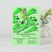 St. Patrick's Day Party Ire Riding a Frog Einladung (Stehend Vorderseite)