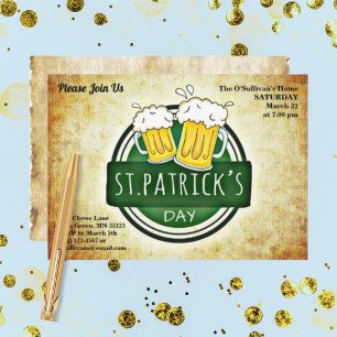 St. Patricks Day Party Irisches Bier Retro-Pergame Einladung