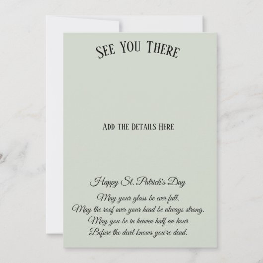 St. Patrick's Day Party Irish Green Funny Einladung (Rückseite)