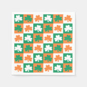 St. Patrick's Day Party Kleeblatt Fun Karo Muster Serviette (Vorderseite)