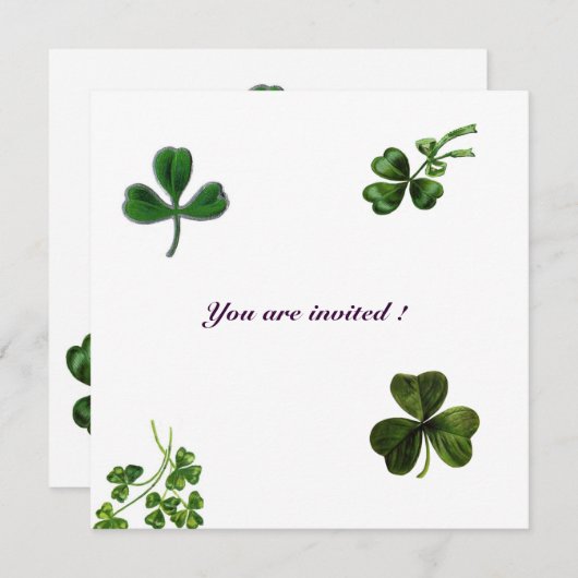 ST PATRICK'S DAY PARTY Kleeblatt weiß grün Einladung (Vorne/Hinten)