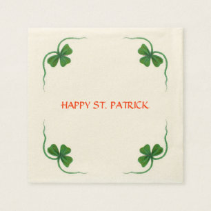 ST PATRICK'S DAY PARTY Kleeblatt weiß grün Serviette