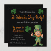 St Patrick's Day Party-Leprechaun Einladung (Vorne/Hinten)