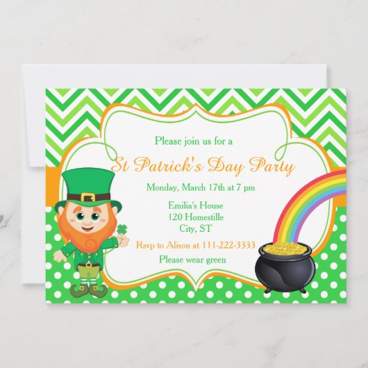 St Patrick's Day Party Leprechaun Einladung (Vorderseite)