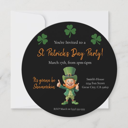 St. Patrick's Day Party-Leprechaun- Einladung (Vorderseite)