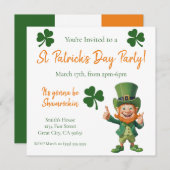 St Patrick's Day Party-Leprechaun Einladung (Vorne/Hinten)