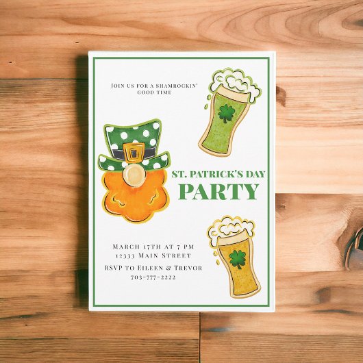 St Patrick's Day Party Leprechaun Kleeblatt Beers Einladung