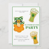 St Patrick's Day Party Leprechaun Kleeblatt Beers Einladung (Vorderseite)