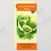 ST.PATRICK'S DAY PARTY MOON LADY MIT KLEEBLÄTTERN EINLADUNG (Vorne/Hinten)