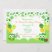 St Patrick's Day Party Owls Einladung (Vorderseite)