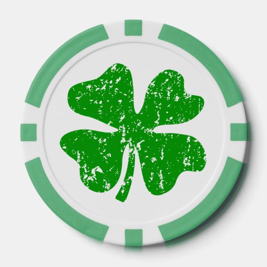 St Patricks Day Party Poker Chips | Grünes Kleebla (Vorderseite)