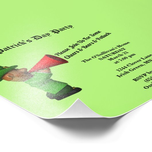 St. Patrick's Day Party Potluck Ankündigung Fotodruck (Ecke)