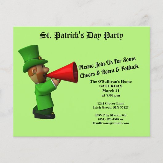 St. Patrick's Day Party Potluck Einladung Flyer (Vorne)
