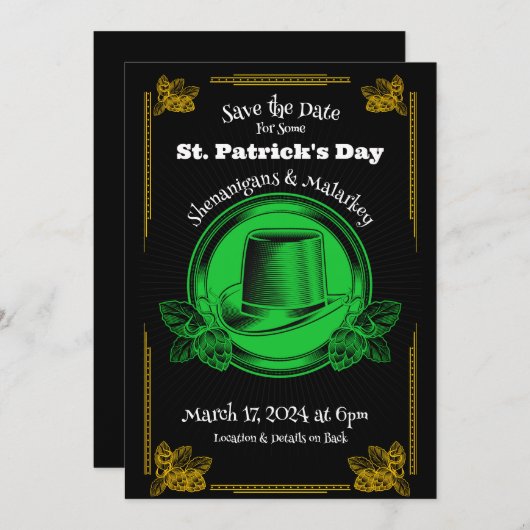 St. Patrick's Day Party Save the Date Einladung (Vorne/Hinten)