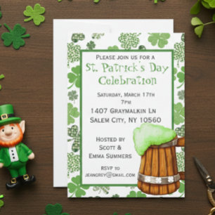 St. Patricks Day Party Shamrock Grüne Bier Einladung