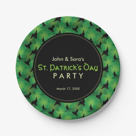 St. Patrick's Day Party ShamrockMuster Pappteller (Vorderseite)