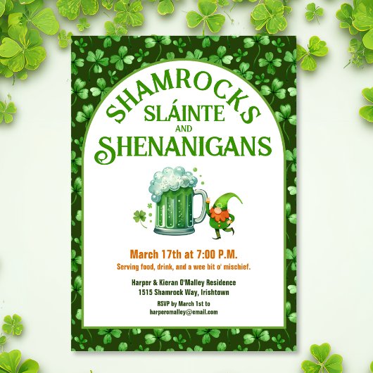 St. Patrick's Day Party Shamrocks Schabernack Einladung