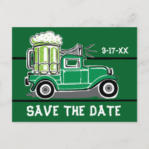 St. Patrick's Day-Party Vintage-LKW Save the Date Ankündigungspostkarte