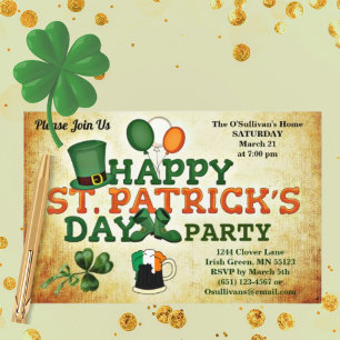 St Patrick's Day Party Vintage Papierblätter