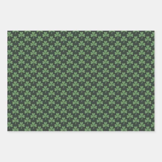 St Patricks Day Pattern Dark Green Cheers Shamrock Geschenkpapier Set (Vorderseite 2)