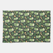 St Patricks Day Pattern Dark Green Cheers Shamrock Geschirrtuch (Horizontal)