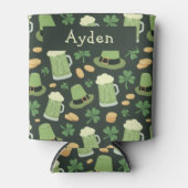 St Patricks Day Pattern Sláinte Funny Green Name Dosenkühler (Vorderseite)