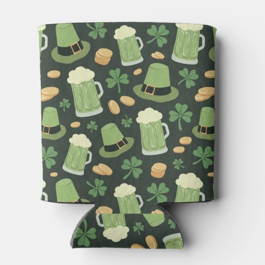 St Patricks Day Pattern Sláinte Funny Green Name Dosenkühler (Rückseite)
