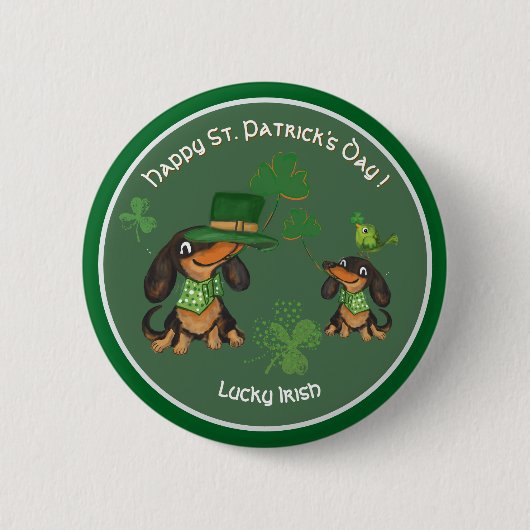 ST. Patrick's Day peitscht niedliche Dackeln Button (Vorderseite)