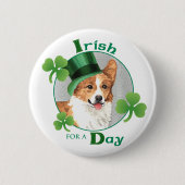 St. Patrick's Day Pembroke Welsh Corgi Button (Vorderseite)