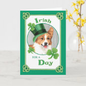 St. Patrick's Day Pembroke Welsh Corgi Karte (Gelbe Blume)