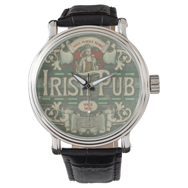 St Patrick's Day Personalisiert Irish Pub Armbanduhr (Vorderseite)