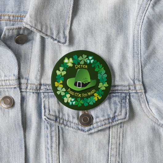 St. Patrick's Day Personalisiert Kiss Me I'm Irish Button (Beispiel)
