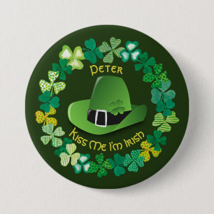 St. Patrick's Day Personalisiert Kiss Me I'm Irish Button