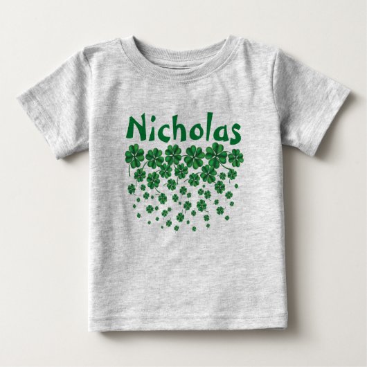 St. Patrick's Day Personalisierter Name mit Kleebl Baby T-shirt (Vorderseite)