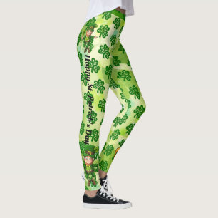 St Patrick's Day Personalize Name or Text Greeting Leggings