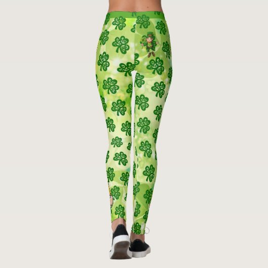 St Patrick's Day Personalize Name or Text Greeting Leggings (Rückseite)