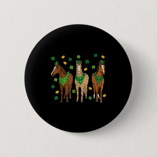 St. Patricks Day Pferde Reitsport Frauen Mädchen K Button