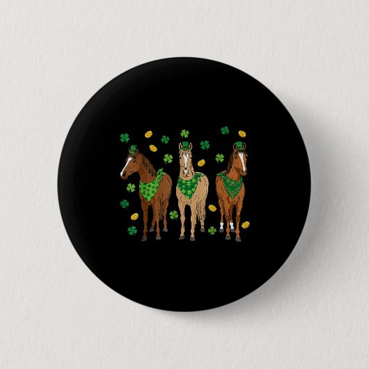St. Patricks Day Pferde Reitsport Frauen Mädchen K Button (Vorderseite)
