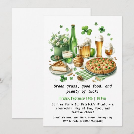 St. Patrick's Day Picnic - Lucky Fun Einladung (Vorne/Hinten)