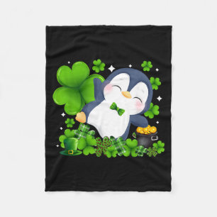St. Patricks Day Pinguin irischer Kleeblatt-Igel-T Fleecedecke