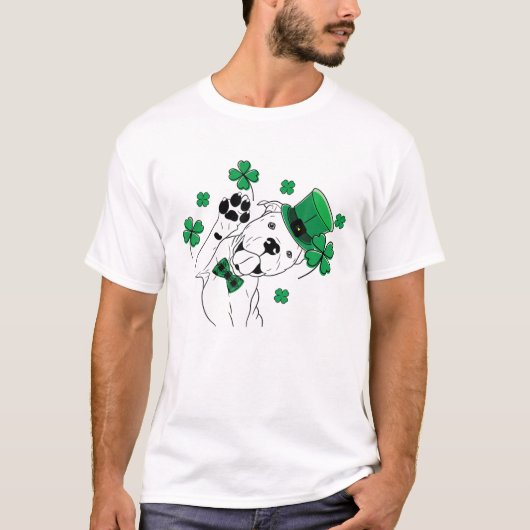 St Patricks Day Pitbulles Men Women Kleeblatt Iris T-Shirt (Vorderseite)